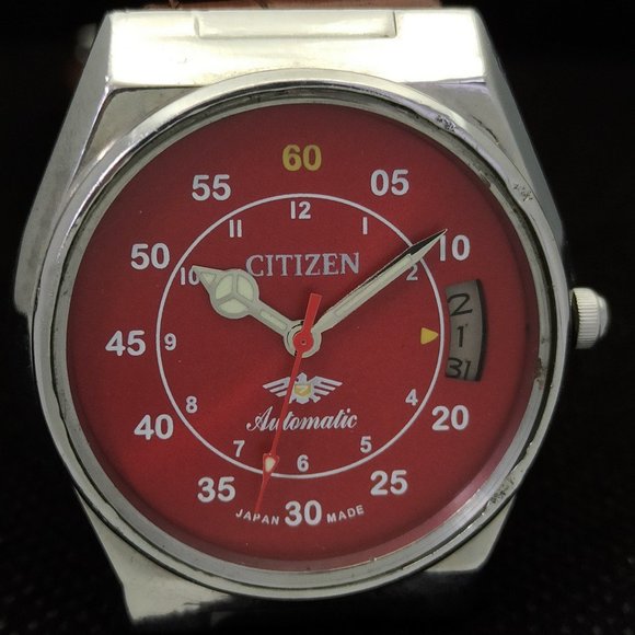 Vintage 1979 Citizen Automatic Mens Silver Watch W/daydate & leather Strap - Picture 4 of 8